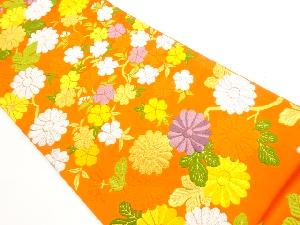 菊に桜模様織出し袋帯